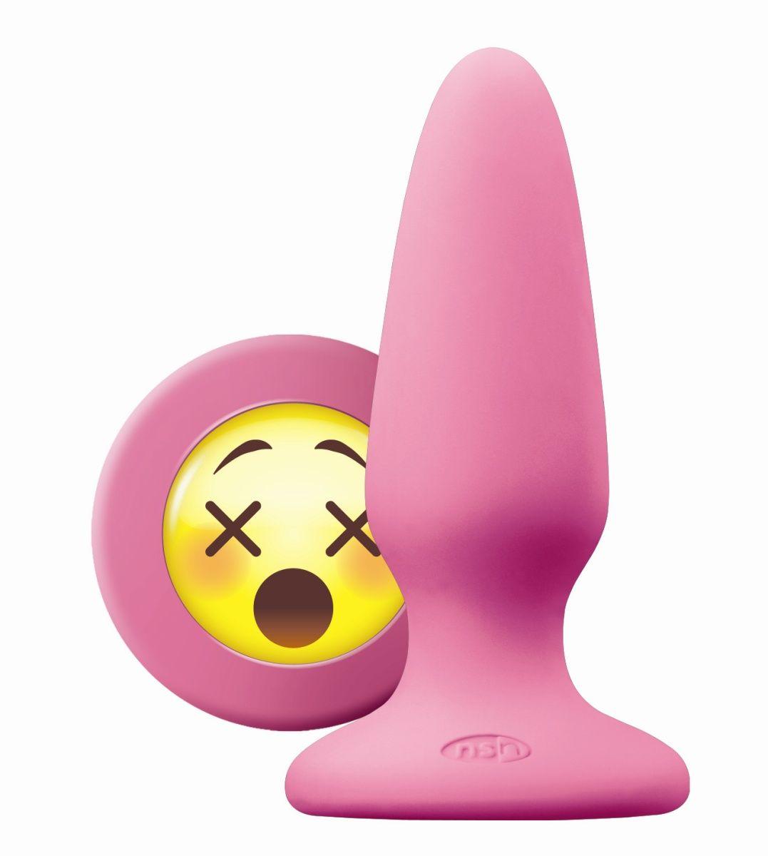 Розовая силиконовая пробка среднего размера Emoji WTF - 10