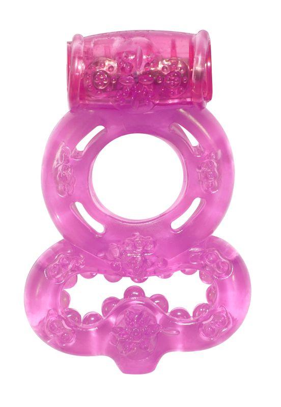 Розовое эрекционное кольцо Rings Treadle с подхватом-9377