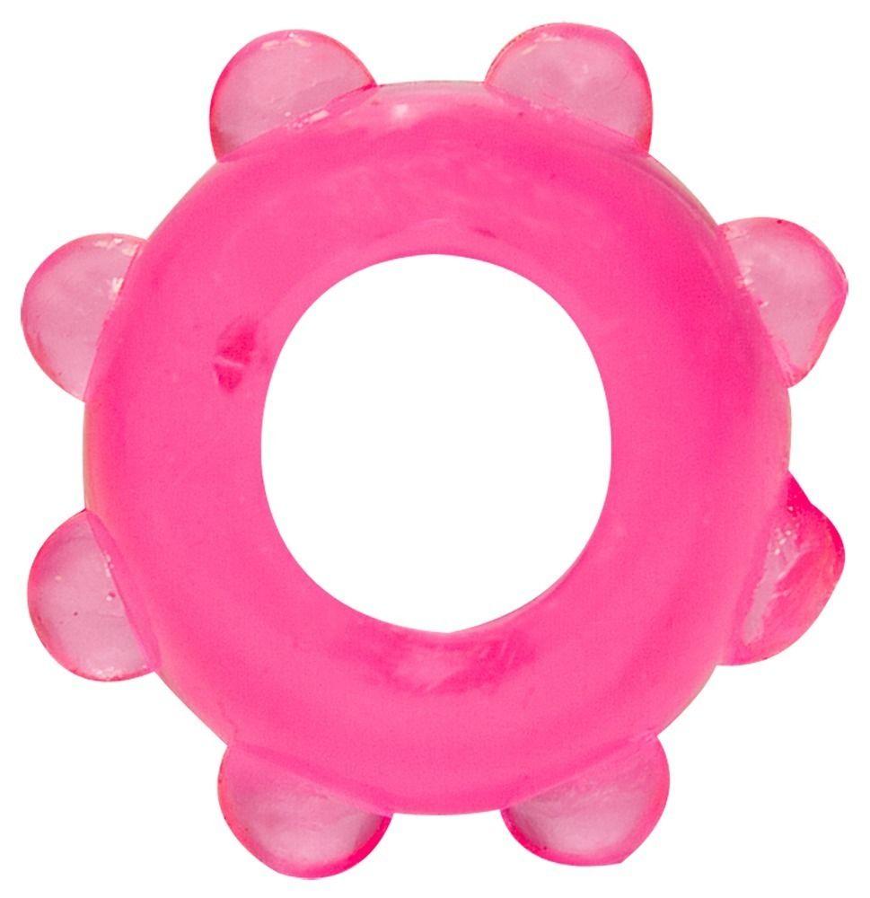 Розовое эрекционное кольцо с шишечками-8547