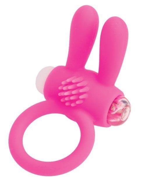 Розовое эрекционное виброкольцо A-toys с ушками-6012