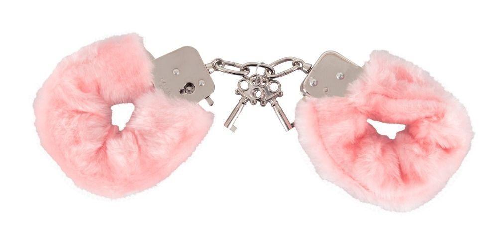 Розовые меховые наручники Love Cuffs Rose-12047