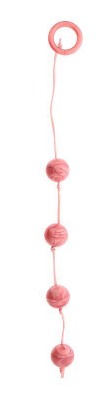 Розовые перламутровые анальные шарики большого диаметра-1456