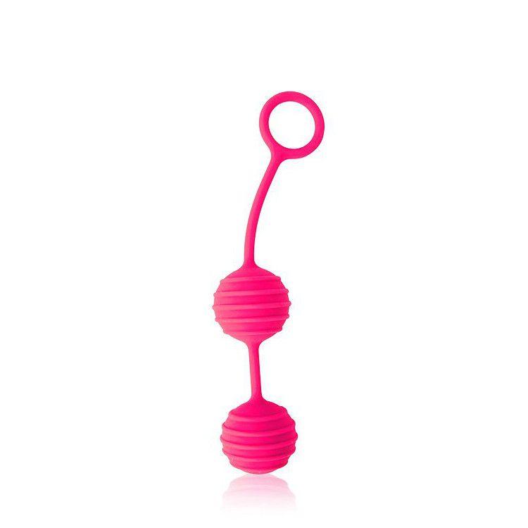 Розовые вагинальные шарики с ребрышками Cosmo-6008