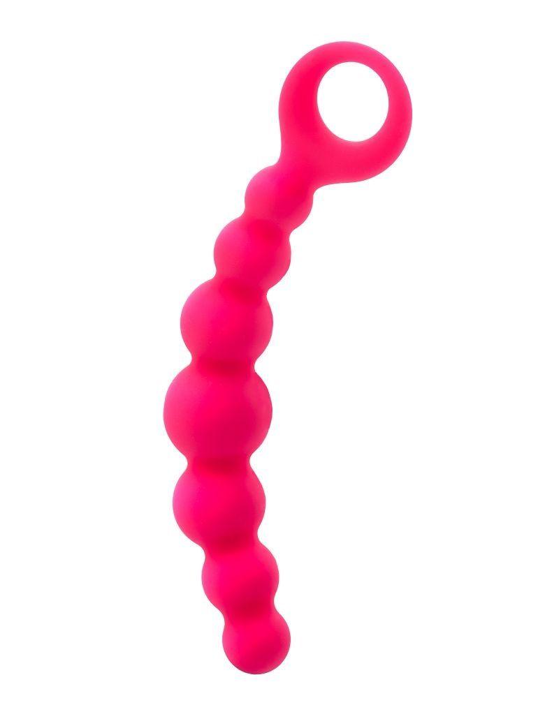 Розовый анальный стимулятор с ручкой-кольцом-2507