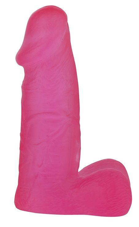 Розовый фаллоимитатор с мошонкой XSKIN 5 PVC DONG - 13 см.-2500
