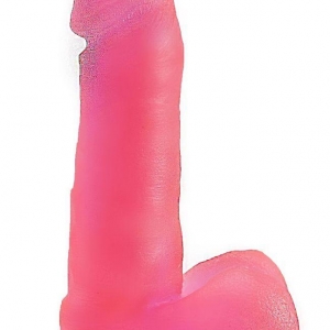 Розовый гелевый фаллоимитатор на подошве-присоске - 16 см.