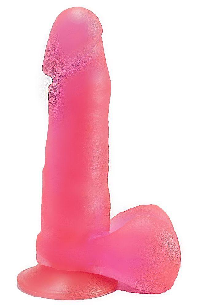 Розовый гелевый фаллоимитатор на подошве-присоске - 16 см.-10345