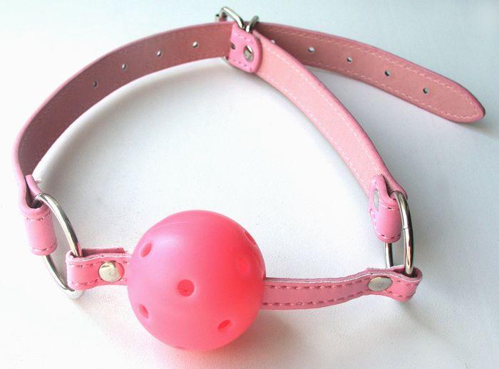 Розовый пластиковый кляп-шарик Ball Gag-7618