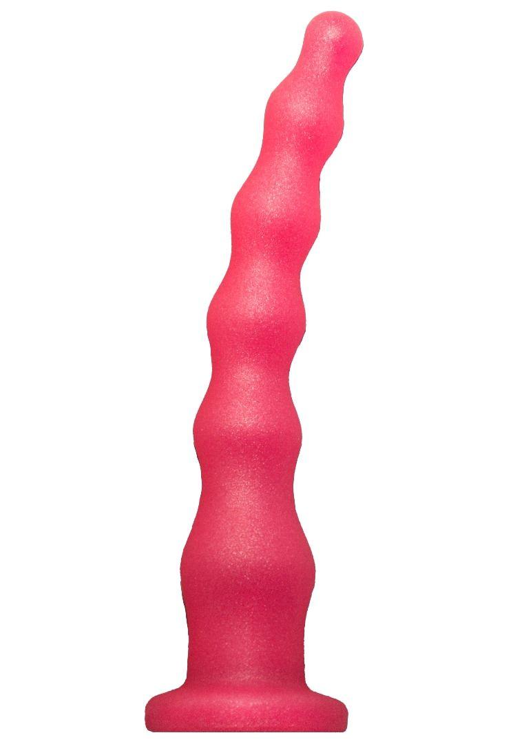 Розовый удлинённый анальный стимулятор с шариками - 22 см.-4443
