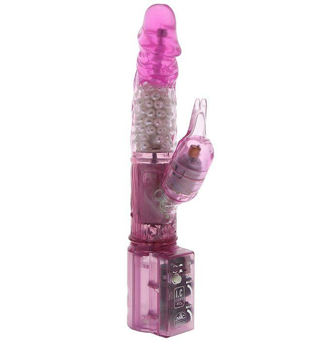Розовый вибратор с клиторальным отростком JK UNDENIABLE 7.5 PEARL DIVER - 19 см.-1251
