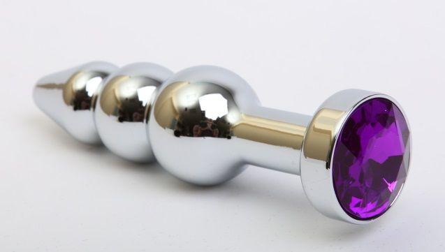 Серебристая анальная ёлочка с фиолетовым кристаллом - 11