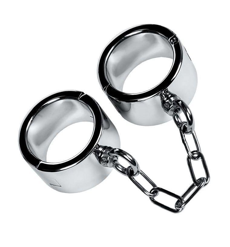 Серебристые широкие наручники Metal-848