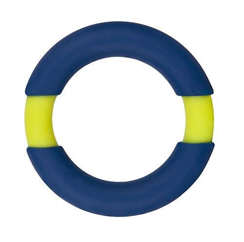 Синее эрекционное кольцо NEON STIMU RING 42MM BLUE/YELLOW-292