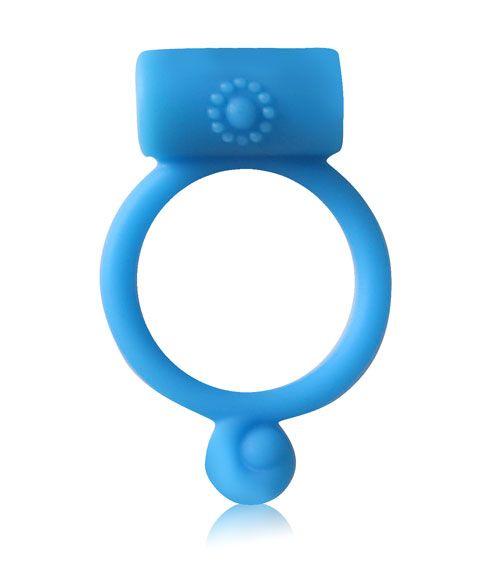 Синее силиконовое кольцо с вибрацией-7277