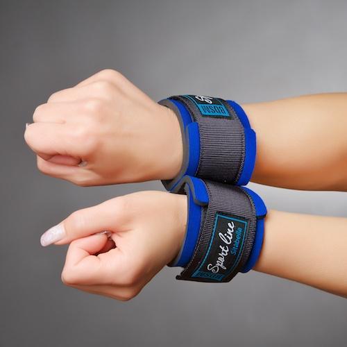 Синие наручники для начинающих с застежками на липучках-10754