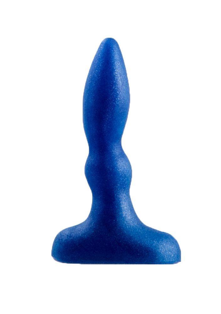 Синий анальный стимулятор Beginners p-spot massager - 11 см.-10674