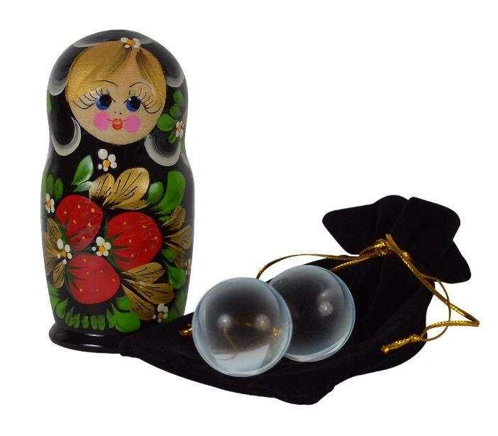 Стеклянные вагинальные шарики в футляре-матрёшке-11466