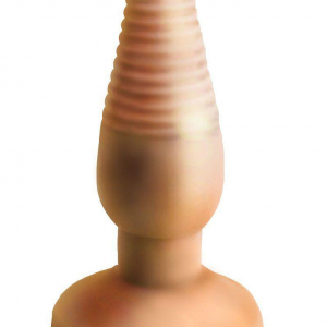 Телесная анальная пробка с рёбрышками - 14 см.