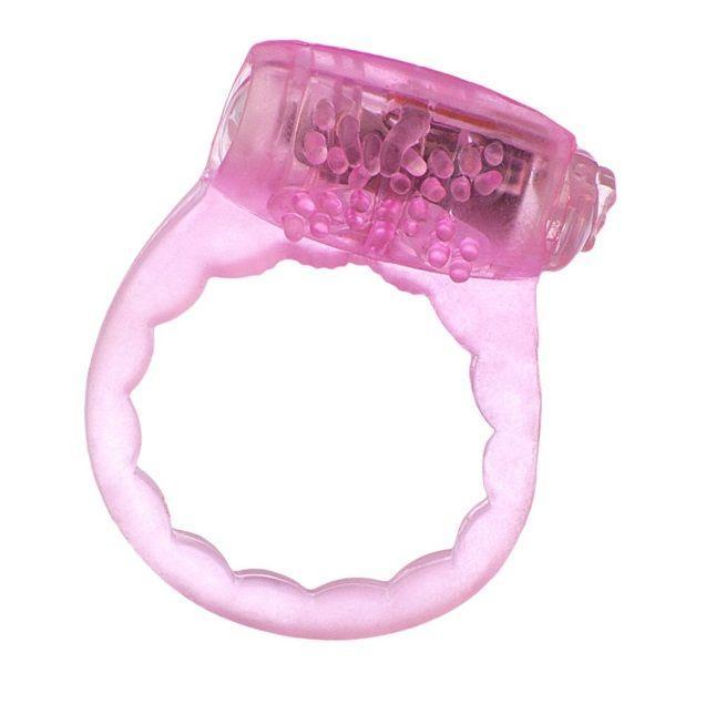 Тонкое розовое эрекционное кольцо с вибратором-865