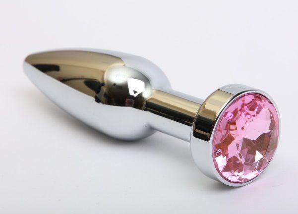 Удлинённая серебристая пробка с розовым кристаллом - 11