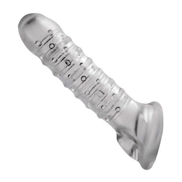 Утолщающая ребристая насадка на пенис-10550