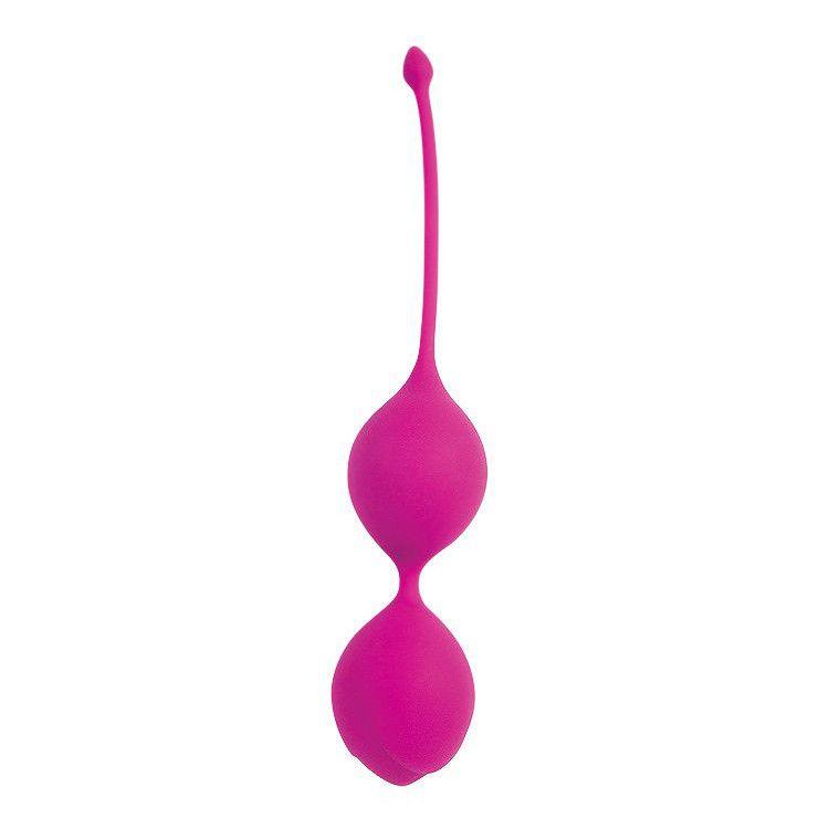 Ярко-розовые двойные вагинальные шарики с хвостиком Cosmo-6043