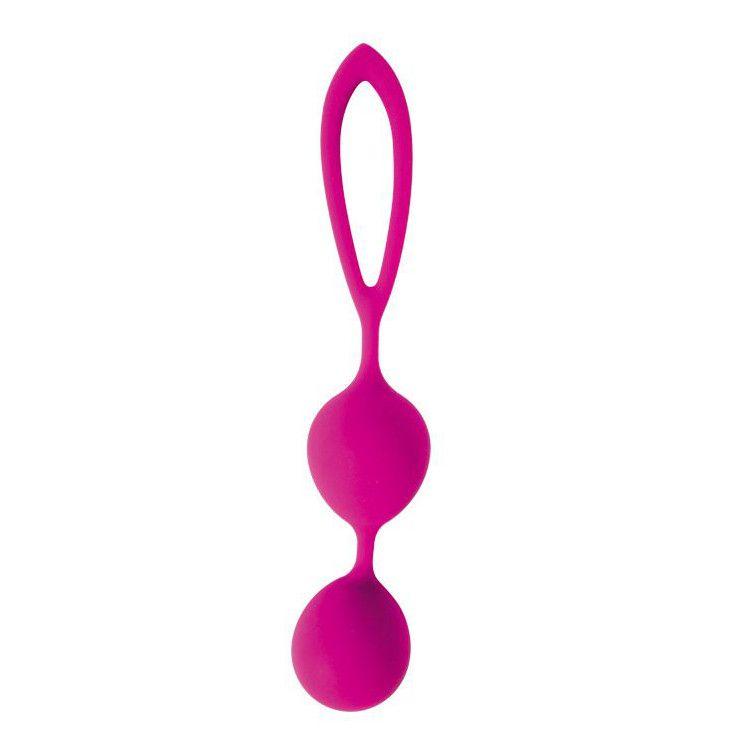Ярко-розовые вагинальные шарики Cosmo с петелькой-6041