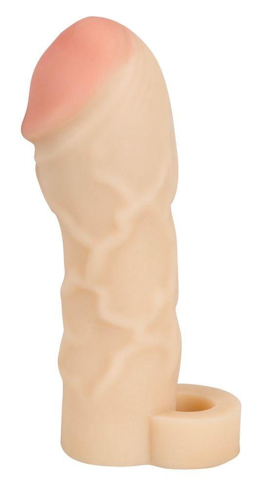 Закрытая удлиняющая насадка на пенис с подхватом мошонки Thicker Bigger Extension - 17 см.-4712