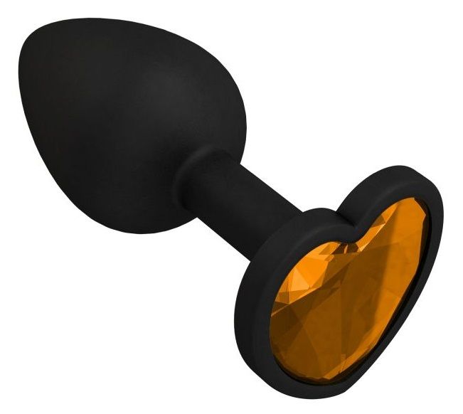 Черная силиконовая пробка с оранжевым кристаллом - 7