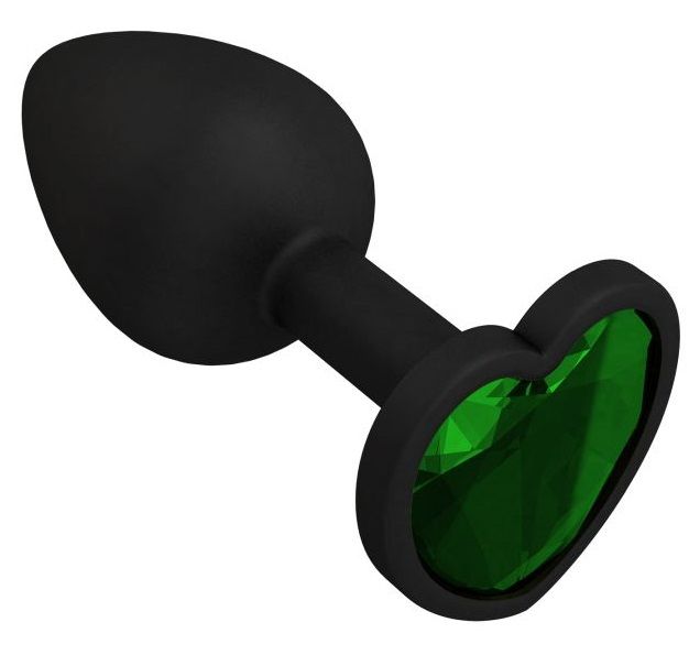Черная силиконовая пробка с зеленым кристаллом - 7