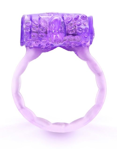 Фиолетовое эрекционное кольцо c вибропулей-2075