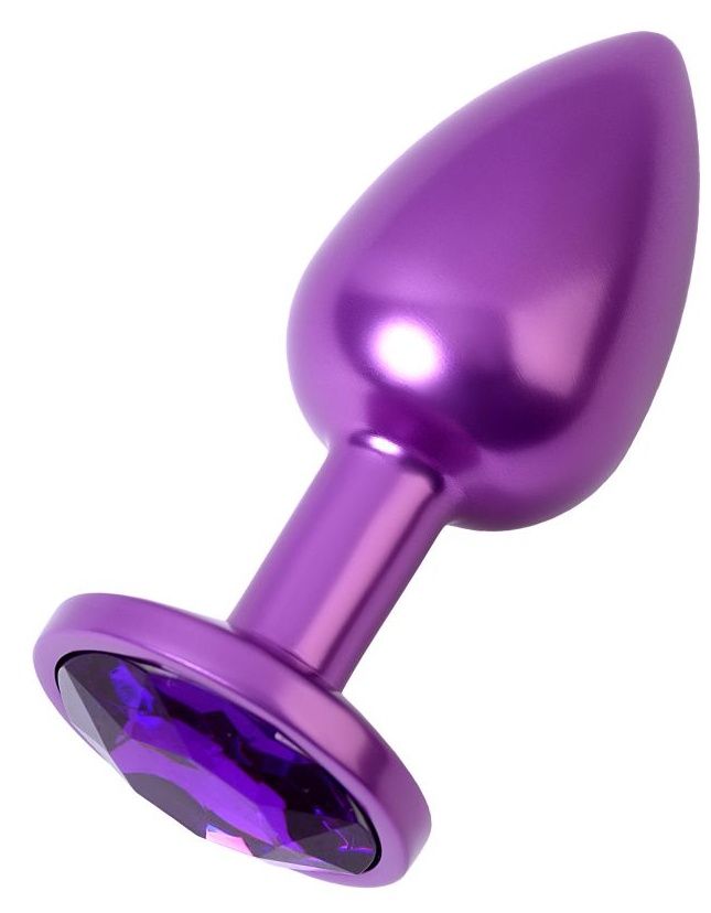 Фиолетовый анальный плаг с кристаллом фиолетового цвета - 7