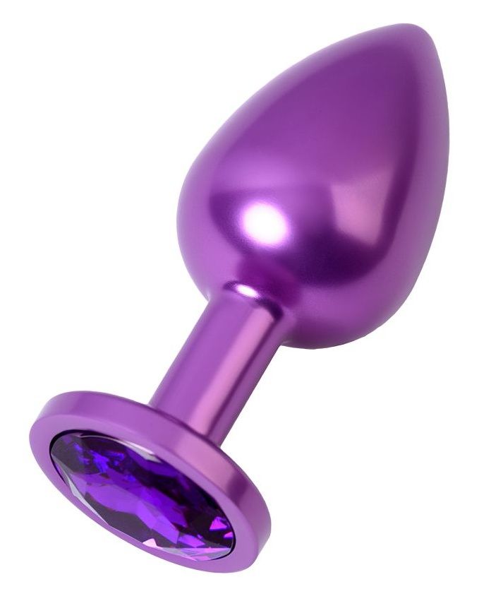Фиолетовый анальный плаг с кристаллом фиолетового цвета - 8