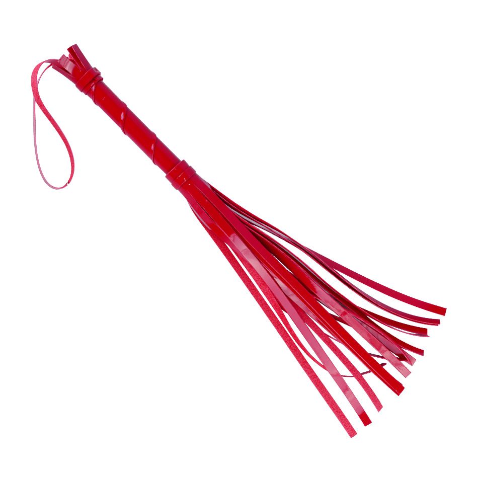Красная лаковая плеть из искусственной кожи - 40 см.-1467