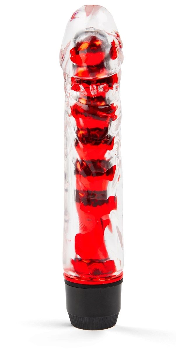 Красный гелевый вибратор - 15 см.-2123