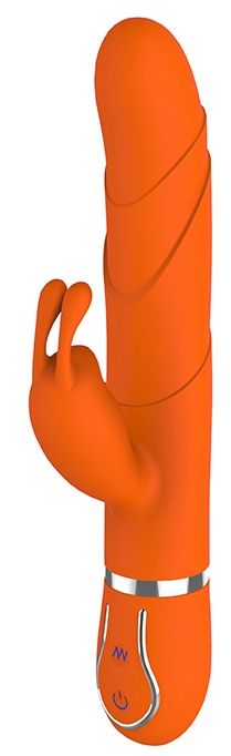 Оранжевый вибратор FLORAL FANTASY со стимулятором клитора - 22 см.-194