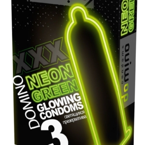 Презервативы DOMINO Neon Green со светящимся в темноте кончиком - 3 шт.