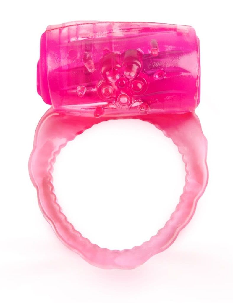 Розовое эрекционное кольцо с вибропулей-2146
