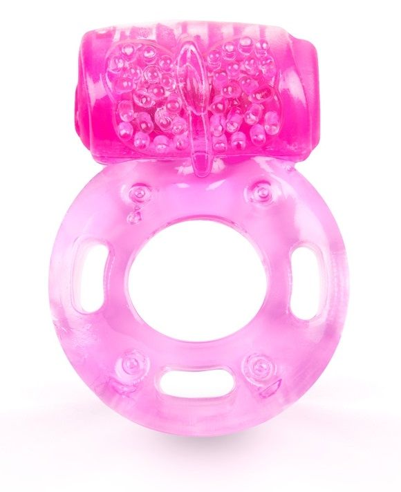 Розовое эрекционное кольцо с вибростимуляцией-2624