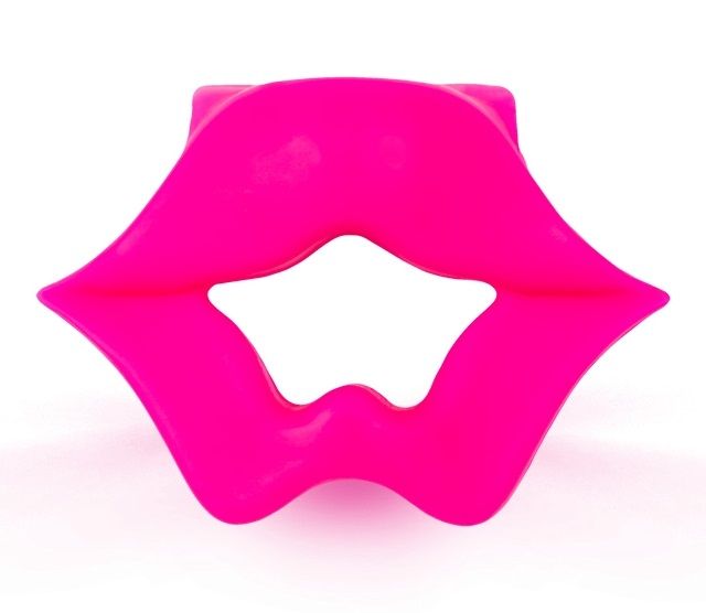 Розовое эрекционное виброкольцо в форме губ-2141