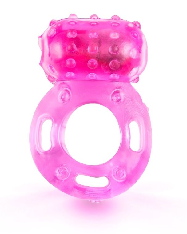 Розовое гелевое эрекционное кольцо с вибропулей-2559