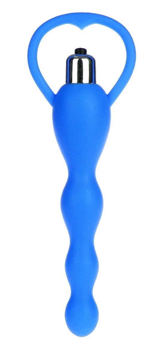 Синяя анальная елочка с вибрацией - 14 см.-2620