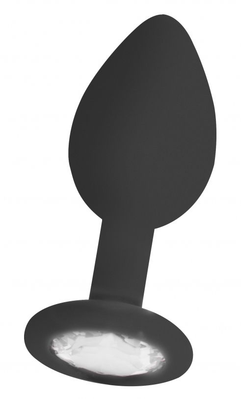 Черная анальная пробка с прозрачным кристаллом Diamond Butt Plug - 8 см.