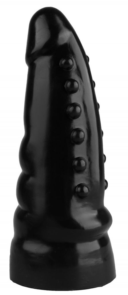 Черная анальная втулка с шипиками - 21 см.-