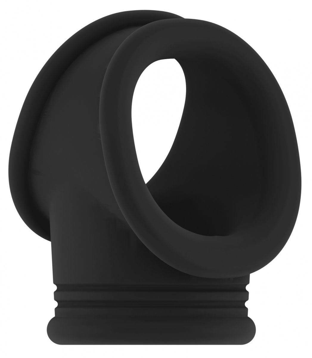 Черное эрекционное кольцо для пениса и мошонки No48 Cockring with Ball Strap-