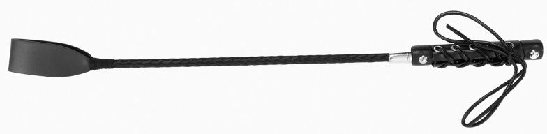 Черный классический гладкий стек со шнуровкой на ручке - 59 см.