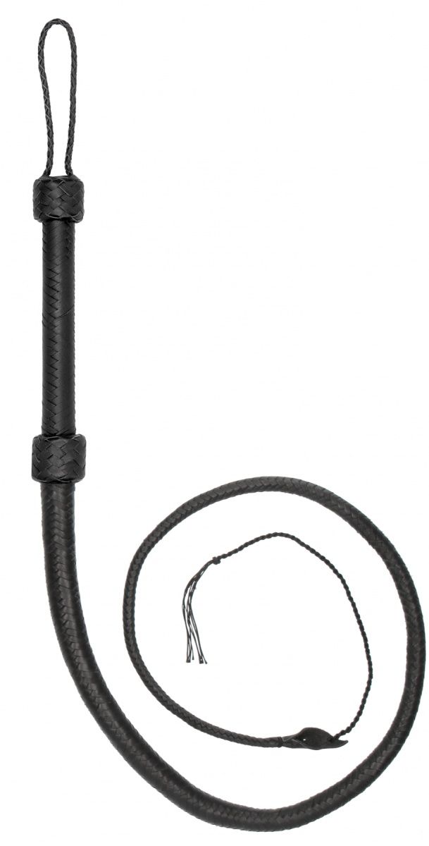 Черный витой кнут Twisted Whip Real Leather Bullwhip - 147 см.-