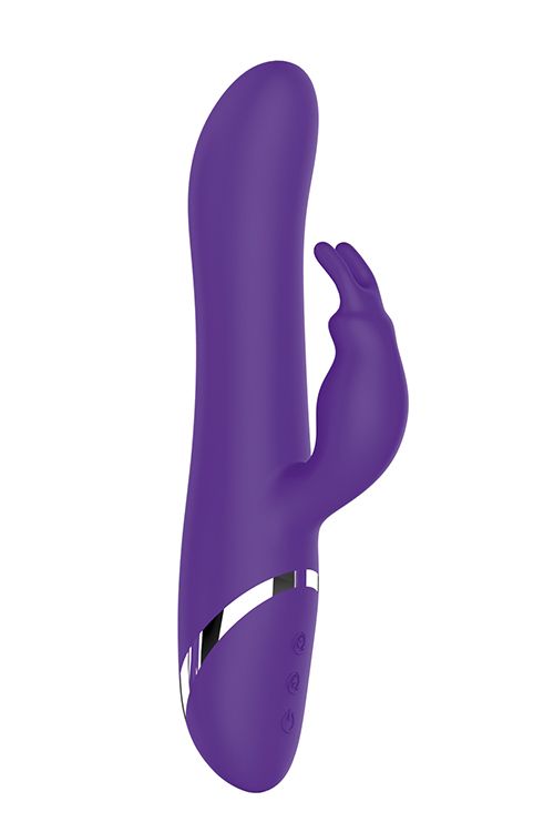 Фиолетовый вибратор-кролик с пуш-эффектом NAGHI NO.39 RECHARGEABLE THRUSTER VIBE - 15 см.-