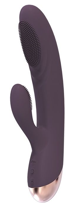 Фиолетовый вибромассажер с клиторальным отростком CASTALIA - 21 см.-