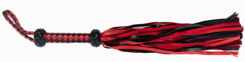 Красно-черная плеть с плетёной ромбической рукоятью-
